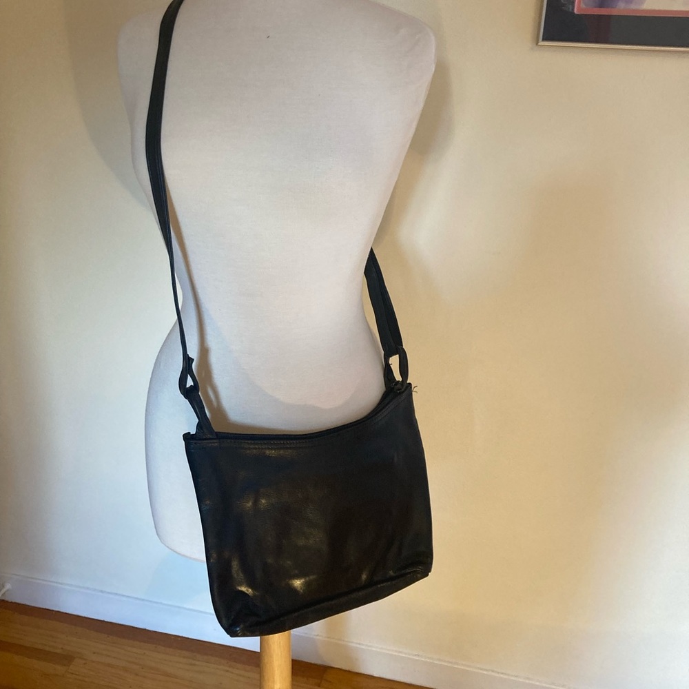 Black leather cross body purse